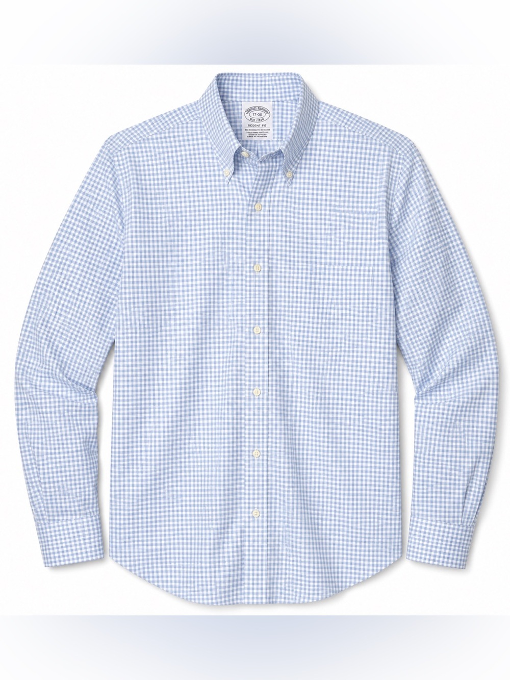Brooks Brothers Regent Fit Blue Gingham Supima Cotton Dress Shirt 17-35 - Picture 1 of 12